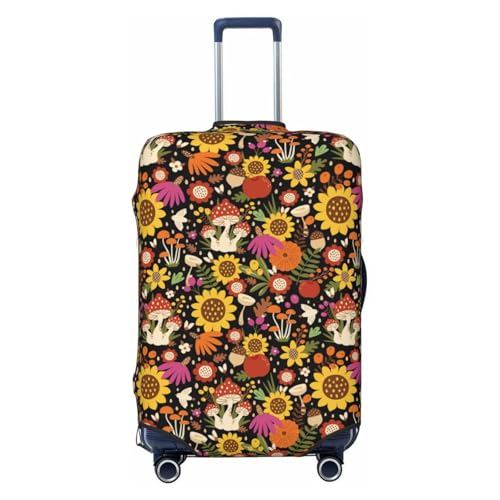 Sunflowers Mushrooms Print Luggage Covers For Suitcase,Elastic Washable & Stretchable Suitcase Covers For Luggage, Anti-Scratch - Fits 18-32 Inch Luggage-No Luggage Included