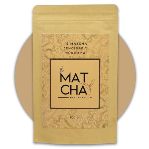 Té Matcha Sabor Jengibre y Cúrcuma [Premium] - 100% Natural, sin Azúcar | Té Verde en Polvo Matcha | Energía, Concentración, Antioxidante