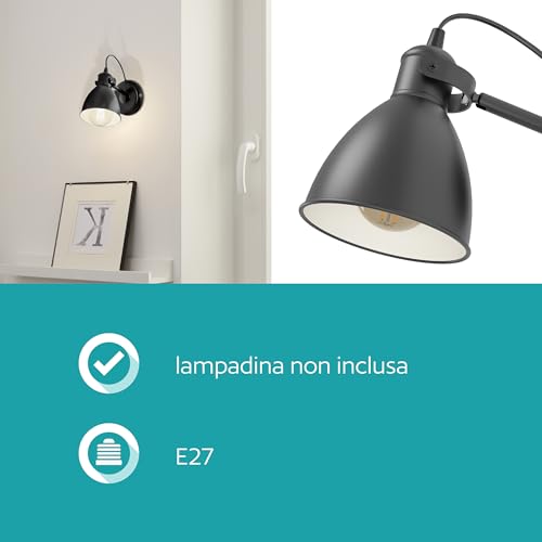 Eglo Applique Priddy Nera Regolabile, In Stile Retrò - 5
