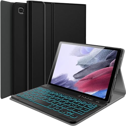 Image of MICROWARE Backlit Keyboard Case for Galaxy Tab A7 Lite 8.7 2021[SM-T220 /T225], 7 Colors Light Detachable Wireless Keyboard Protective Case Cover (Normal, A7 8.7 inch)