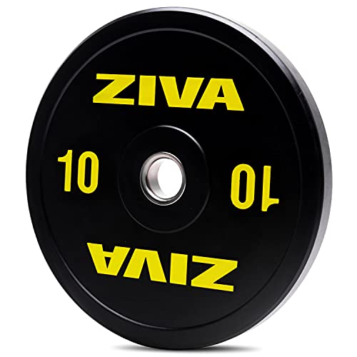 ZIVA Performance Rubber Bumper Weight Plate - One Piece 10 lbs. Strength Training Rubber Plate - Fits 2-Inch Olympic Bars - Precision-Calibrated Iron Weight, Ultra Durable Premium Virgin Rubber Coating - Low Bounce Design