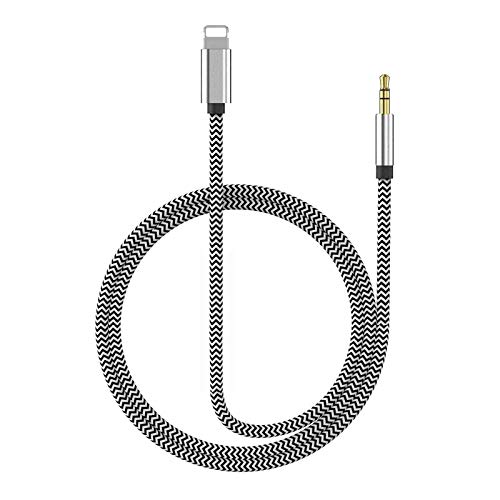[Apple MFi Certified] Aux Cord Compatible with iPhone, Lightning to 3.5mm Audio Stereo Cable Compatible for iPhone 12 12 Pro 11 XS XR X 8 7 iPad Adapter to Car Stereo Home Headphone Speaker (Silver)