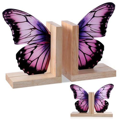 Tosstuki Decorative Butterfly Bookends Wooden Acrylic Butterfly Bookends Modern Bookshelf