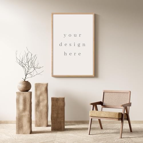 puthiac 24x36 Oak Wood Picture Frames -24"x36" Poster Frames for Wall, 24x36 Picture Frame for Wall, 24 x 36 Picture Frame(1 Pack, Beige)