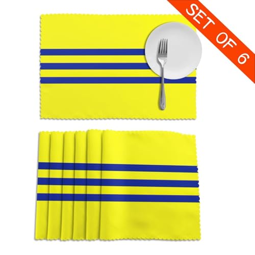 Sets de table lavables polyester à rayures jaune bleu résistant à la chaleur