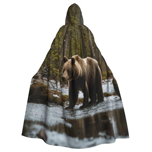 Cape à capuche ours marron pour cosplay et bal masqué