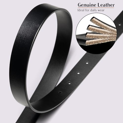 Genuine Leather Belt for Women, Women’s Fashion Belt for Jeans Dresses - 1.3” Wide with Gold Buckle3