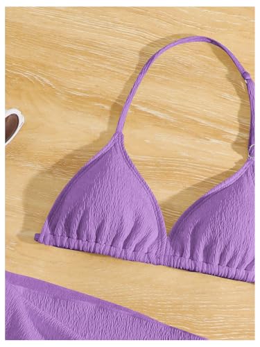 Image of RoseSeek Girl's 3 Piece High Wisted Bikini Set Backless Halter Bathing Suit Swimsuit Set with Cover Up Skirts