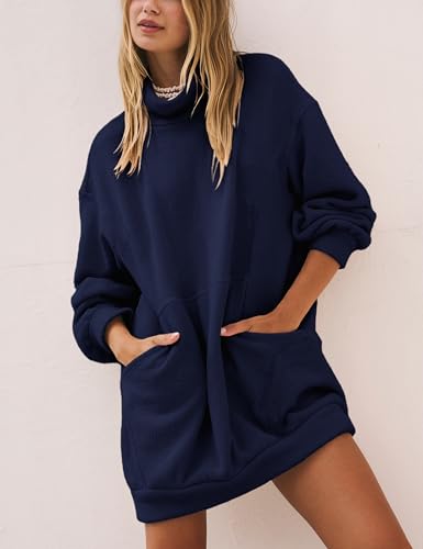 Turtleneck Pullover Sweater for Women 2024 Casual Long Sleeve Chenille Jumper Knit Top with Pockets4