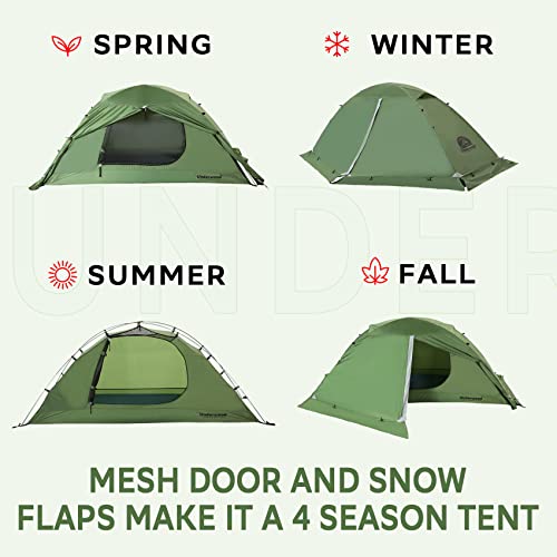 Image of 1 /2 Person Backpacking Tent for 4-Season - Winter Waterproof Tent for One Person, Lightweight Camping Gear for Backpacking, Easy Set Up Cold Weather Essentials by Underwood Aggregator
