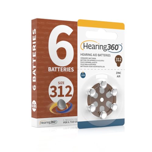 Hearing360 Pilas para audífonos PR41 tamaño 312, pilas sin mercurio extra durabilidad y fiabilidad (1 blíster marrón)