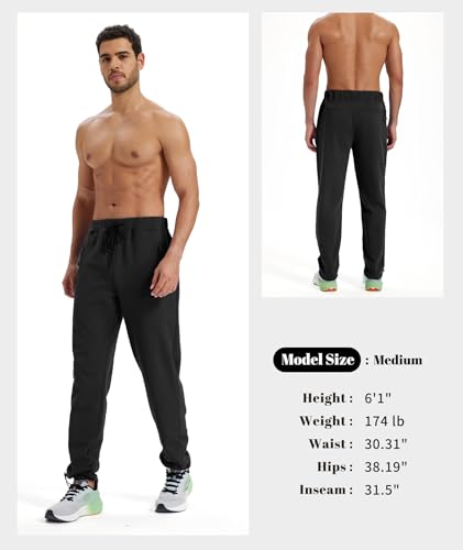 ZITY Mens Fleece Joggers Warm Winter Sweatpants with Zipper Pockets Black - image 6