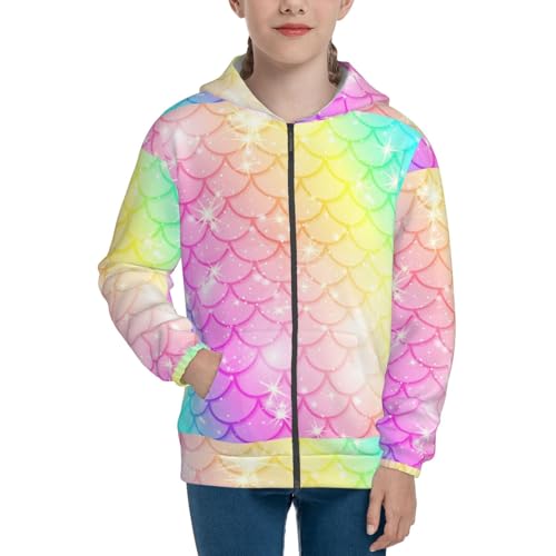 Fish Scale Kid Hoodies Boys Zip Up Sweatshirts Girls Pullover with Pocket3