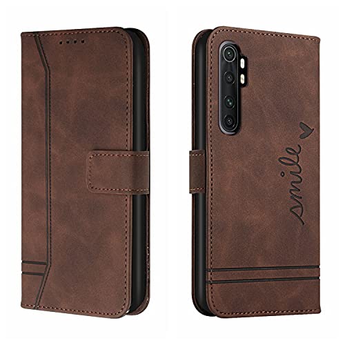 Bravoday Cover per Xiaomi Mi Note 10 Lite 5G, Flip Custodia in Pelle PU Portafoglio Custodia per Xiaomi Mi Note 10 Lite 5G, con Slot per Schede, Marrone