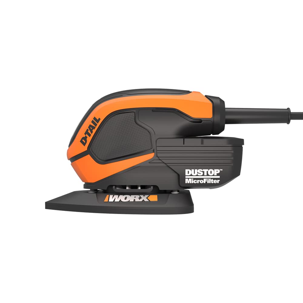 WORX WX648 Smerigliatrice 65W 230V - Smerigliatrice manuale ergonomica per levigatura anche in luoghi difficili da raggiungere - Microfiltro DUSTSTOP per lavori puliti