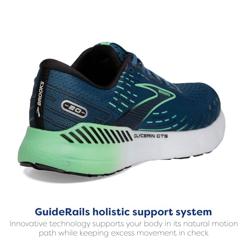 Brooks Brooks Men's Glycerin GTS 20 Supportive Running Shoe - Moroccan Blue/Black/Spring Bud - 10 Medium