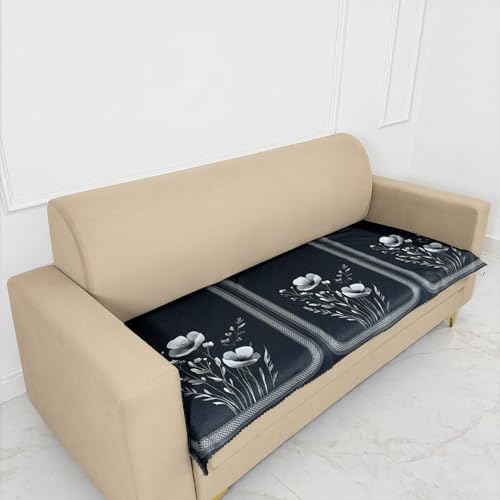 Image of Homerz Premium Waterproof Jasmine Joe Sofa Seat Cover - Floral Printed Sofa Protector | Non-Slip, Washable & Durable Sofa Protector (Grey, 7 (3+2+2) Seater)