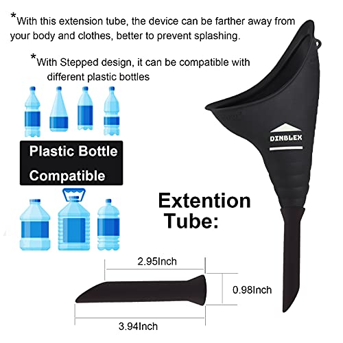dinblex Portable Female Urinal Female Urination Device for Women Silicone Reusable Female Urinals for Car with Bag She Pee Standing Up Cup for Women for Outdoor Activities Camping Hiking Travel Black - Thumbnail 5