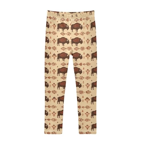 Girls' Athletic Leggings Ankle Length Yoga Dance Pants Kids Teen 4T Bison