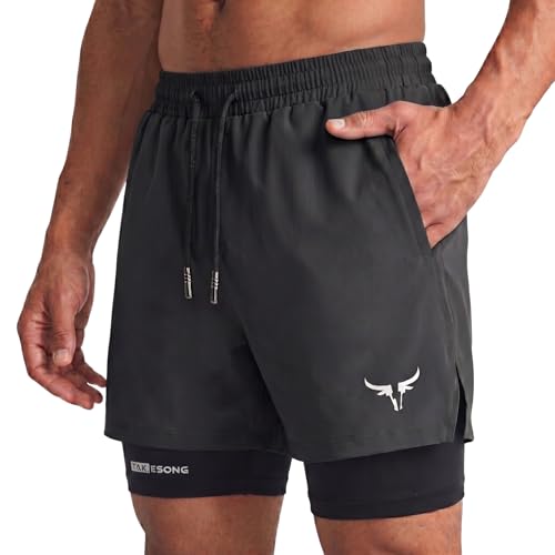 Image of Lymio Men Shorts | 2 in 1 Active Dual Shorts with Inner Tights Layer | Men's Double Layer Short for Running, Gym & Sports (SSM-S-09-11)