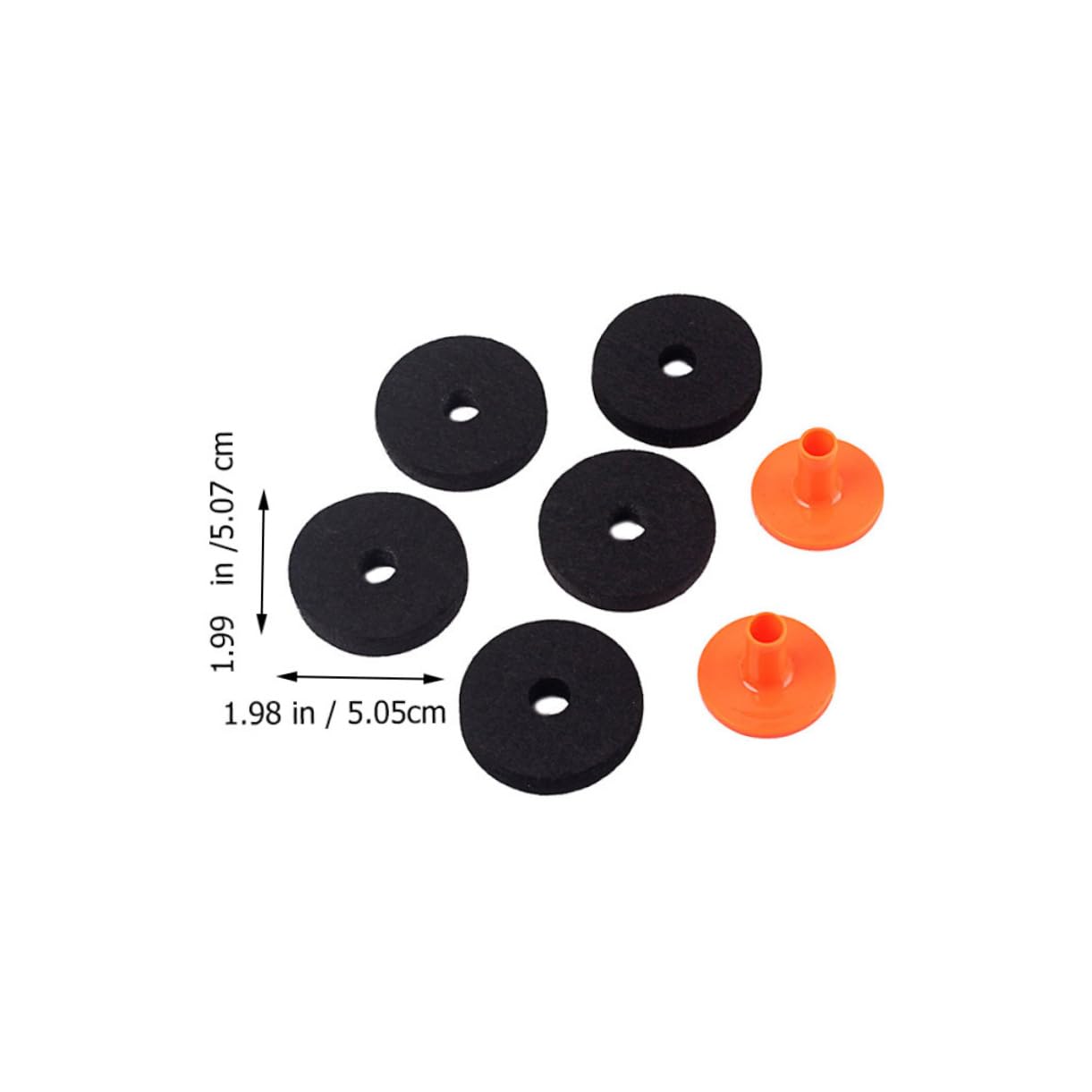 ULDIGI 7pc 50mm Hi-hat Clutch Felt Sleeves Set Cymbal Stand Protection Plastic Material Black Orange