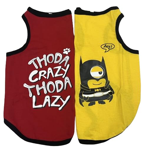 WAGZY Red and Yellow Dog Sleeveless Printed Sando T-Shirt Sando Vest for Dogs and Cats (Set of 2) (26" 4XL) (B0D33R63XC) Amazon Price History, Amazon Price Tracker