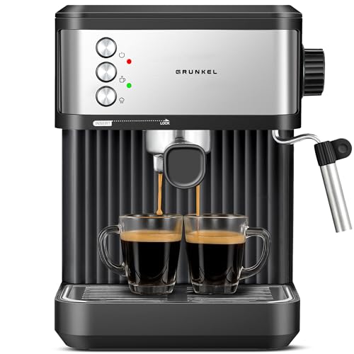 Grunkel Cafetera Espresso de 20 Bares, 850W, Panel Táctil/analogico con vaporizador orientable y brazo doble salida Depósito 1,8L (Analógica) Grunkel Cafetera Espresso de 20 Bares, 850W, Panel Táctil/analogico con vaporizador orientable y brazo doble salida Depósito 1,8L (Analógica)