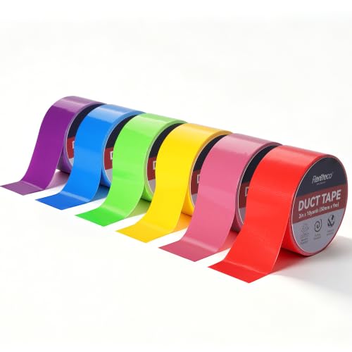Image of Reniteco 6 Pack Duct Tape, 2 in x 10 Yards Heavy Duty, High-Density Mesh - Clean Tear, No Residue, Waterproof, UV Resistant, for DIY Crafts, Color-Coding, Home & Outdoor
