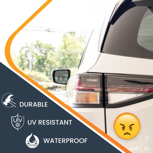 Image of Magnet Me Up Angry Face Emoticon Magnet Decal, 5 Inch Round, Cute Self-Expression Decorative Magnet for Car, Truck, SUV, Or Any Other Magnetic Surface