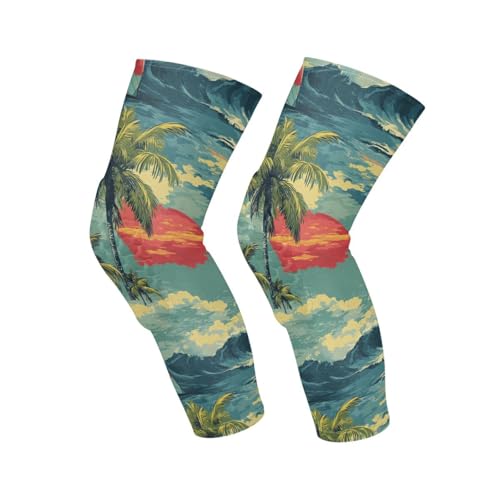 JUNZAN Tropical Hawaii Basketball Knee Pads for Youth Kids Wrestling Knee Pads with Sleeves Sport Kneepads for Volleyball Football