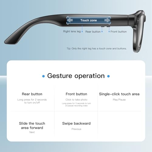 Gafas Inteligentes Con IA,Cámara Hd De 200 W Y Altavoces, Foto Y VíDeo Con Ia | Llamadas Musicales | Asistente De Voz | Lentes FotocromáTicos,SincronizacióN De App (Podómetro/Distancia/Calorías) - imagen 8