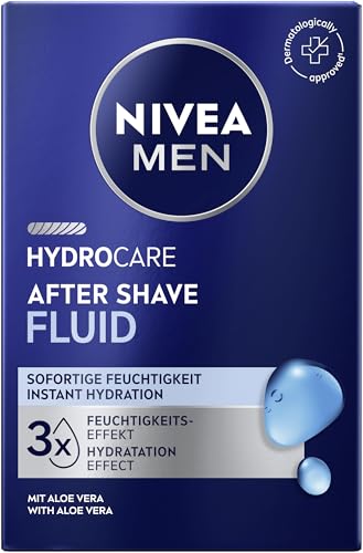 NIVEA MEN Hydrocare After Shave Fluid, beruhigendes After Shave für Männer, Hautpflege nach der Rasur mit Aloe Vera und Pro Vitamin B5 (100 ml)