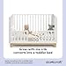 Storkcraft Santos 3-in-1 Convertible Crib (White with Natural) – GREENGUARD Gold Certified, Fits Standard Crib Mattress, Converts to Toddler Bed, Modern Style, Rounded Designer Details