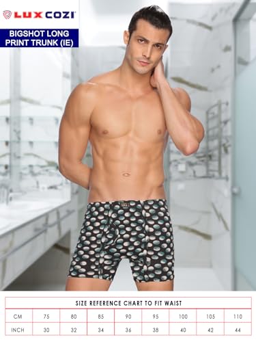 Image of Lux Cozi Men's 100% Cotton Printed Inner Elastic Long Trunk | Printed Long Trunk for Men | Color and Print May Vary | Long Trunk for Men Pack of 2