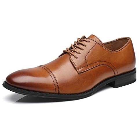 La Milano Mens Leather Updated Classic Cap Toe Oxfords Lace Dress Shoes Cover