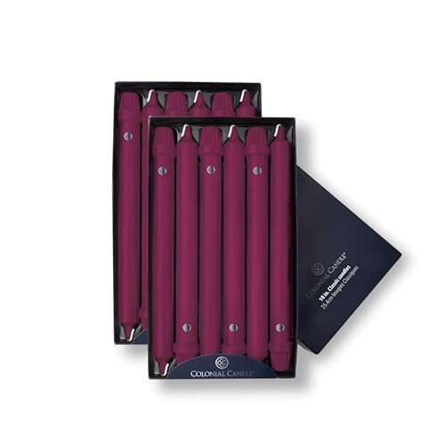 Image of Colonial Candle Unscented Taper Candle, Classic Collection, Mulberry, 10 In, Pack of 12 - Up to 8 Hours Burn