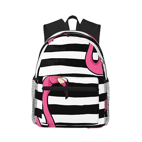 NUYFVG Mochila de día informal cómoda con mariposas y flores moradas para uso diario, versátil para el trabajo, la universidad, senderismo, viajes al aire libre, Flamingo rosa, Talla única
