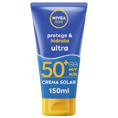 NIVEA SUN Protege & Hidrata Ultra FP50+, crema solar con 48h de hidratación (1 x 150 ml), protector solar ultra resistente al agua, crema hidratante con protección solar UVA & UBV