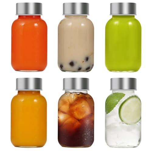 Danmu Glass Juice Bottles with Lids 5oz Juicing Bottles Reusable Glass 100% Leakproof for Juicing Ginger Shot Wellness Shot Water Kombucha Milk Milkshake Coffee 6 Pack Dishwasher Safe