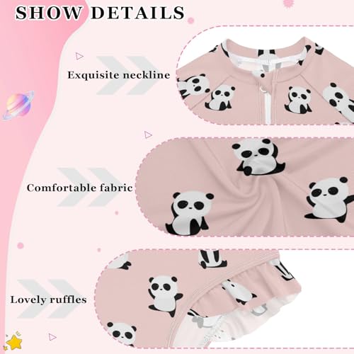 Aflyko Girls' Rash Guard Swimsuit Cute Panda Bear Pinks Joy One-Piece Swimwear UPF 50+4
