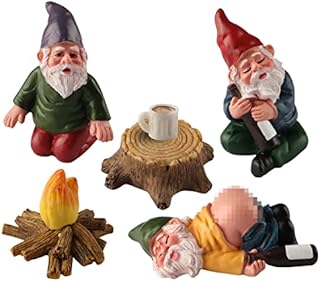 YARCHONN Miniature Garden Gnomes Ornament Outdoor, Resin Elf Statue, Funny Gnome Fairy Garden Accessories for Patio, Yard, Lawn or Home Garden Decorations, Set of 6 Elf series