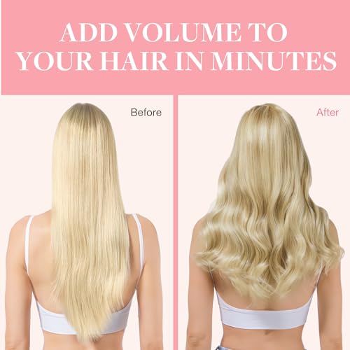 Image of GOO GOO Clip in Hair Extensions Real Human Hair, Remy Human Hair Extensions Clip ins for Women, Natural Human Hair, 22inch 120g 7Pcs, 8A /22 Medium Brown Highlighted Golden Blonde