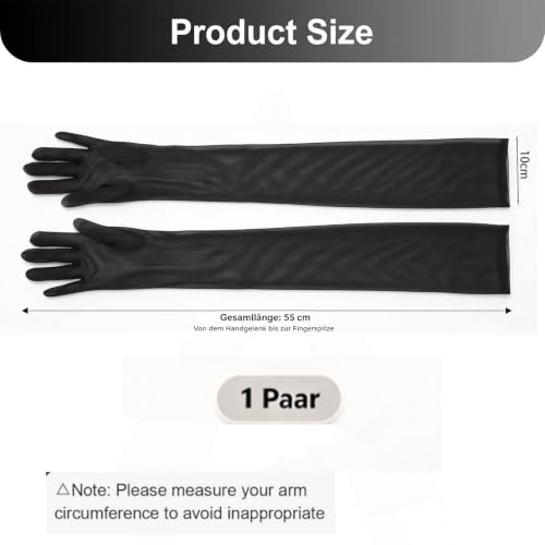 Lange Handschuhe für Frauen Verlängertes Sexy Damen Schwarz Tüll Handschuhe – Bild 4