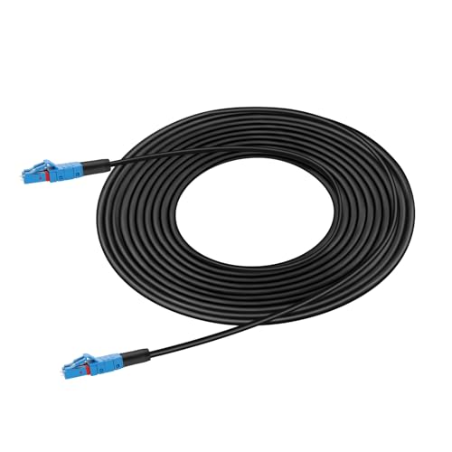 LC to LC Fiber Optic Cable Internet 200m/656ft, LSZH Armored Duplex Fiber Optic Internet Cable 2 Core OS2 9/125um Single Mode Fiber Patch Cable OD-5mm,UPC Outdoor Fiber Patch Cable