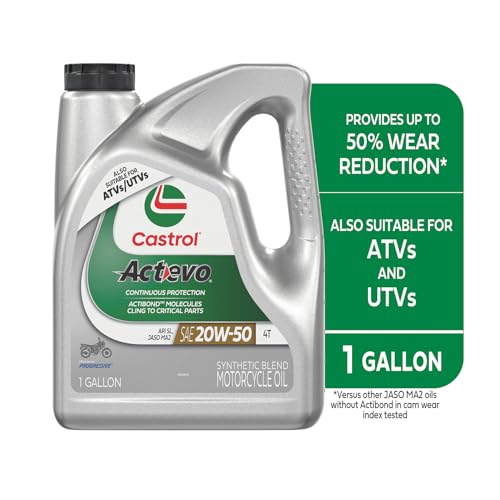Image of Castrol Actevo 4T 20W-50 Synthetic Blend Motorcycle Oil, 1 Gallon, 3 Pack