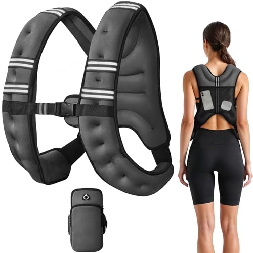 Image of Weighted Vest, 6lb /8lb /12lb /16lb /20lb /25lb /30lb Weight Vest with Reflective Stripe, for Men Women Workout Equipment for Strength Training, Running, Jogging, Fitness, Weight Loss