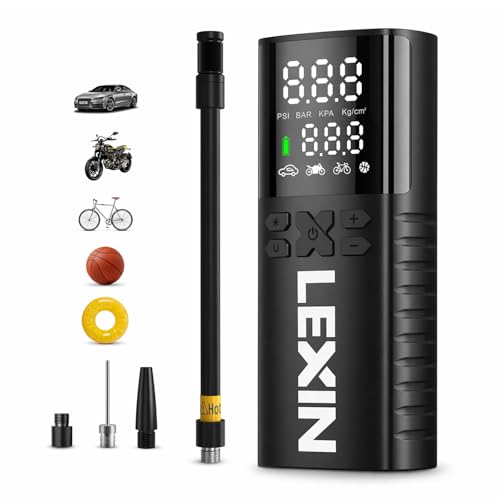 LEXIN P4 Portable Tire Inflator with Gauge & LED Light