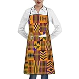 BLWSLC Afrikanische ethnische Textur. Eine bedruckte Schürze mit gebundenem Saum und Taschen, perfekt für Küchen, Restaurants und Cafés