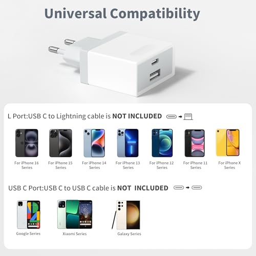 Chargeur USB C, Rapide Prise USBC Replacement for iPhone 16 15 14 13 12 11 Pro Max SE XS XR 8 Plus, Galaxy S23/S22/S21, 20W Adaptateur Embout Type C Secteur Alimentation Multi Bloc Mcukdae 01 – Image 5