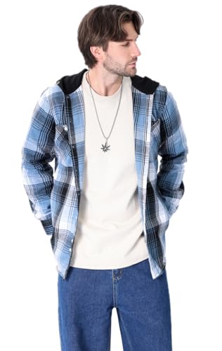 Men's Plaid Hooded Shirts Casual Long Sleeve Flannel Hoodie Shirts Jackets2